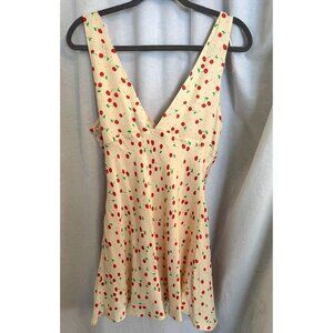 Zara New With Tags, Satin Cherry Print Sleeveless Mini Dress, Size Large